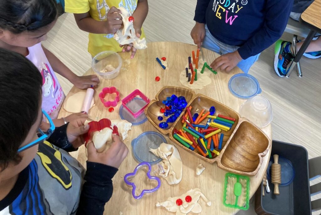 Fine motor work with playdoh in the last full week in kindergarten