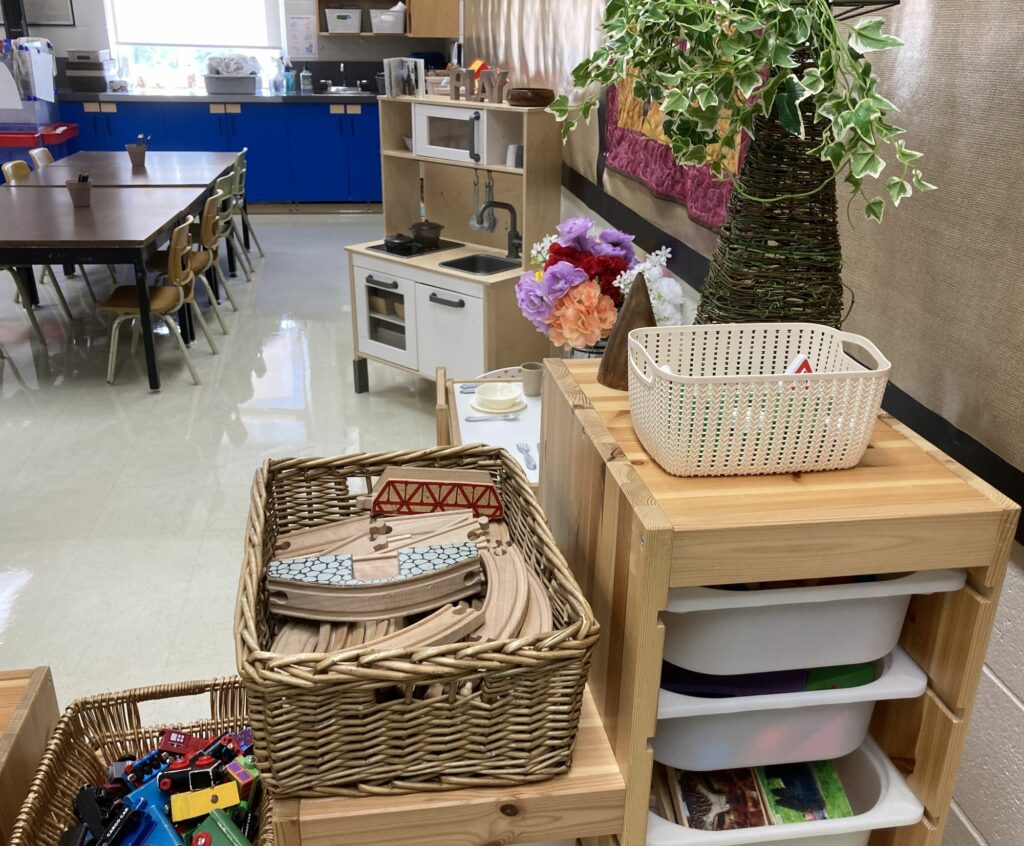 Trains and blocks in a Play-based grade 1 classroom